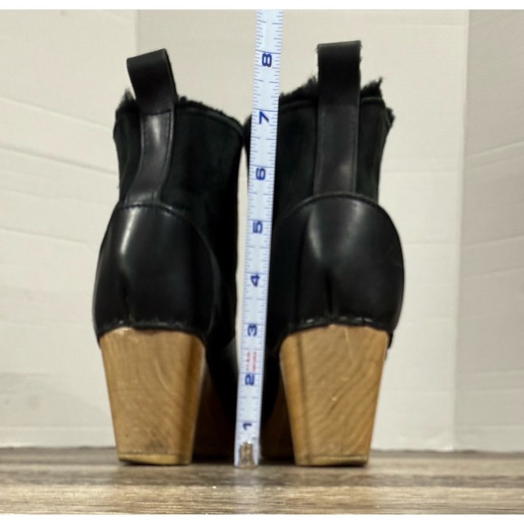 No. 6 Black Leather Mules with Wooden Heel - Picture 4 of 7